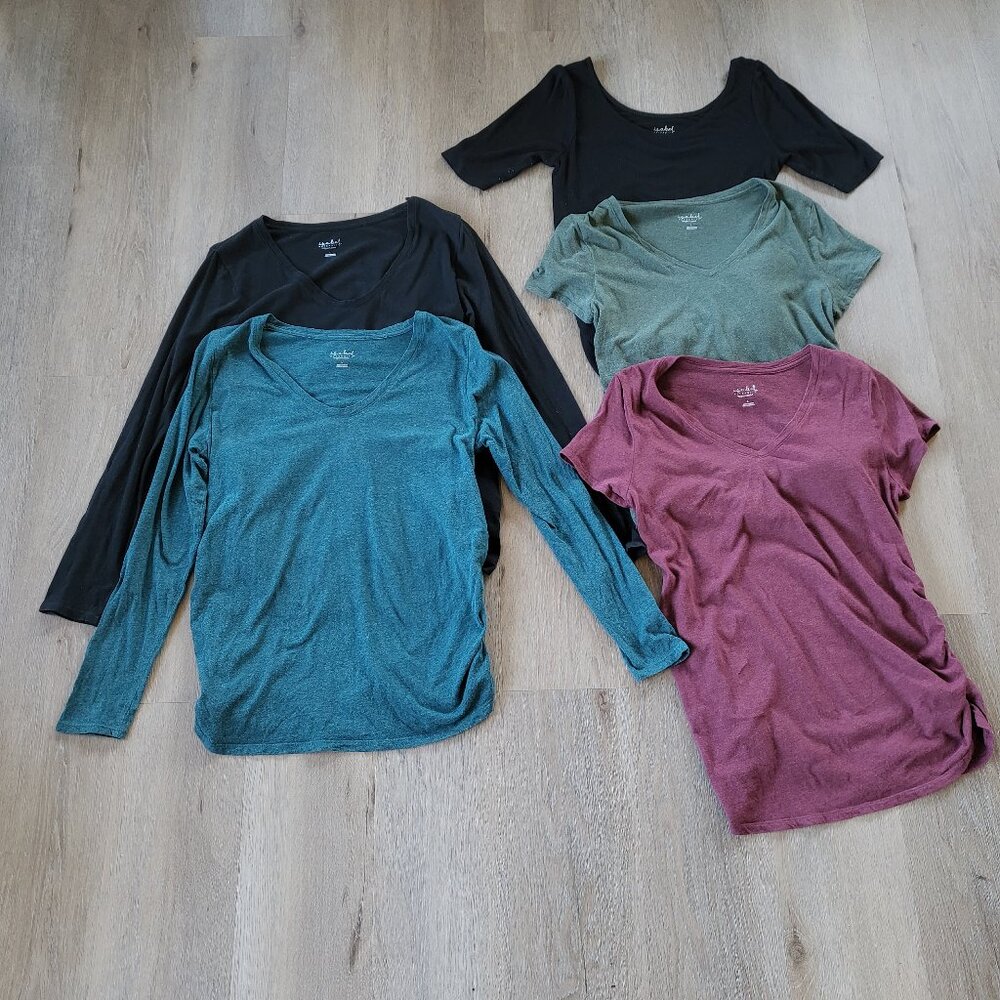 Isabel Maternity Bundle Five (5) Tops Tees Various Colors Size Large